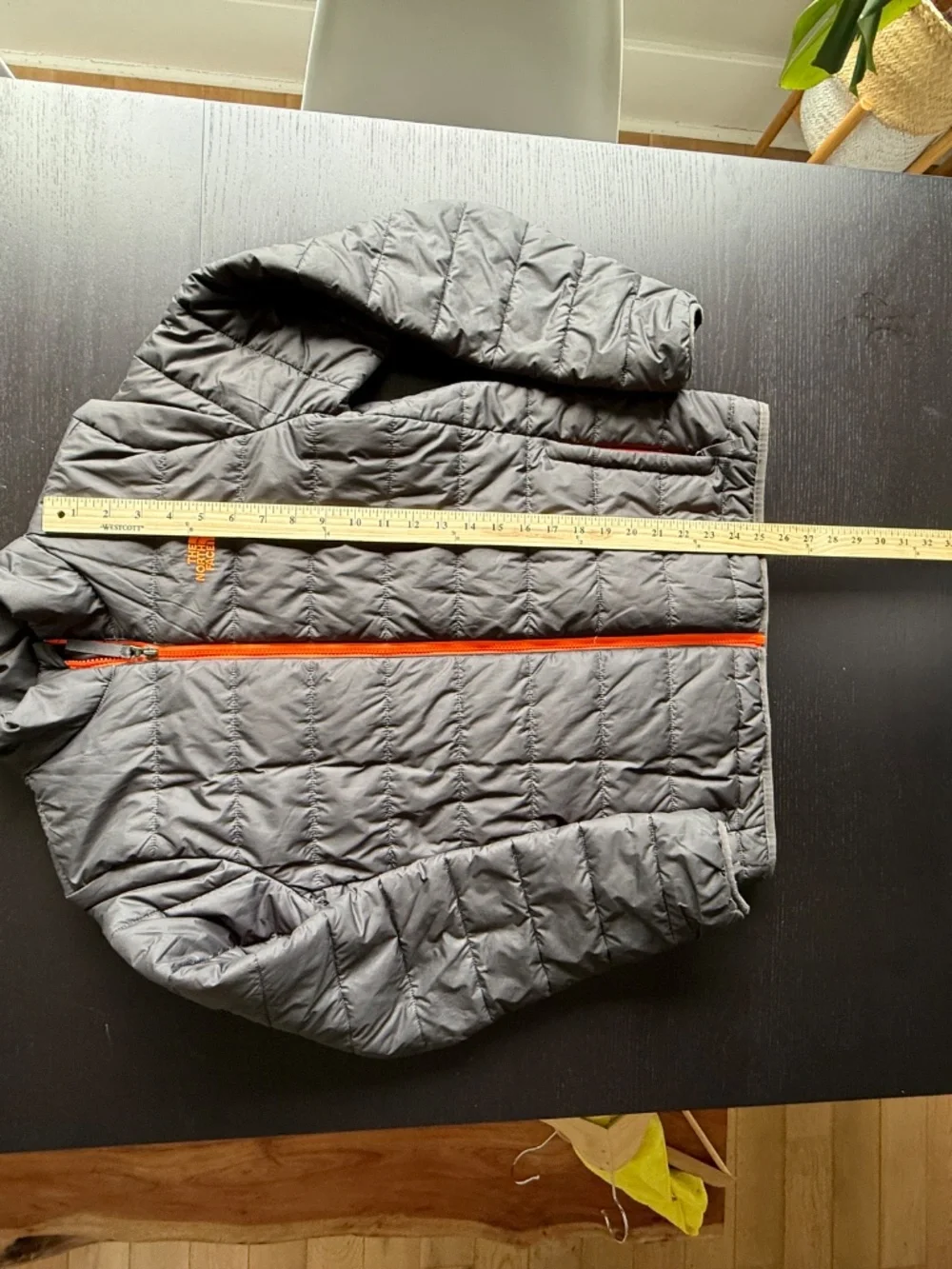 The North Face Boys XL ThermoBall Eco Insulated Jacket Gray Orange Full Zip